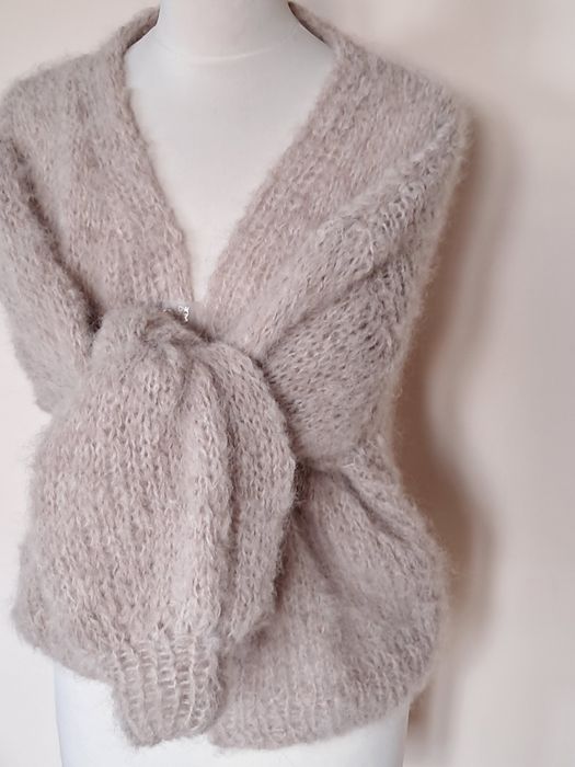 Puszysty kardigan zAlpaki i Merynosów.Handmade.