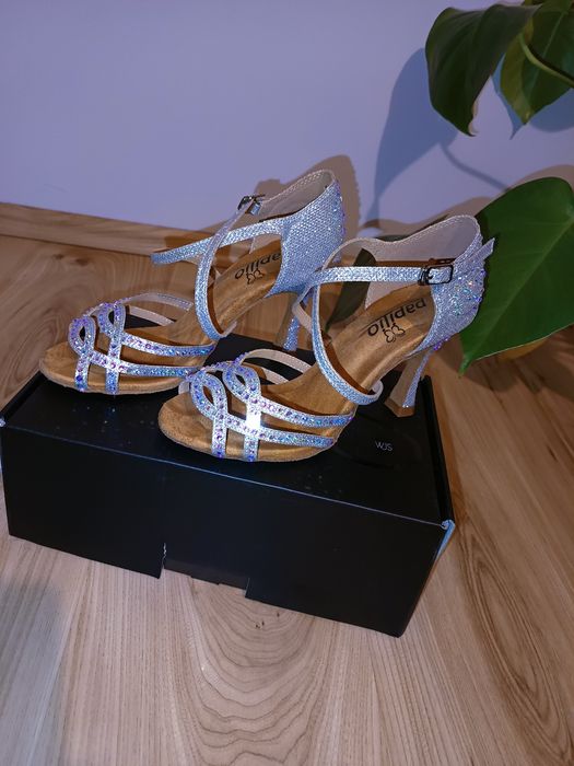 Buty taneczne z cekinami srebrne