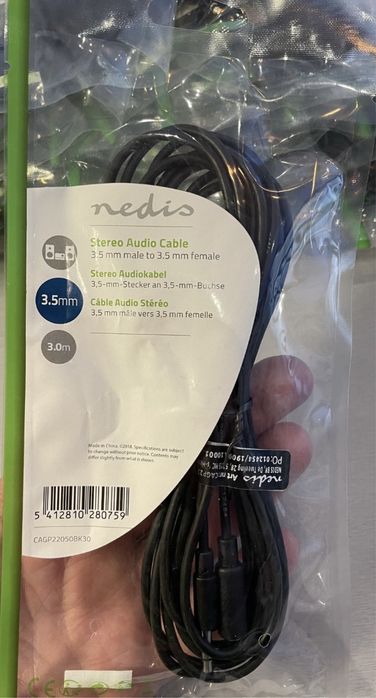 Kabel stereo audio przedłużka jack długość: 3m Nedis 2-szt