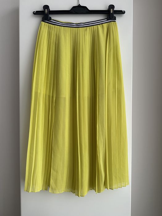 Topshop spódnica XS plisowana limonka żólta midi letnia
