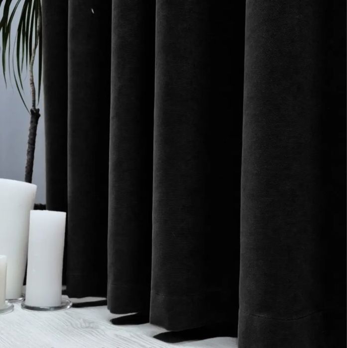 Черные шторы, Микровелюр черный