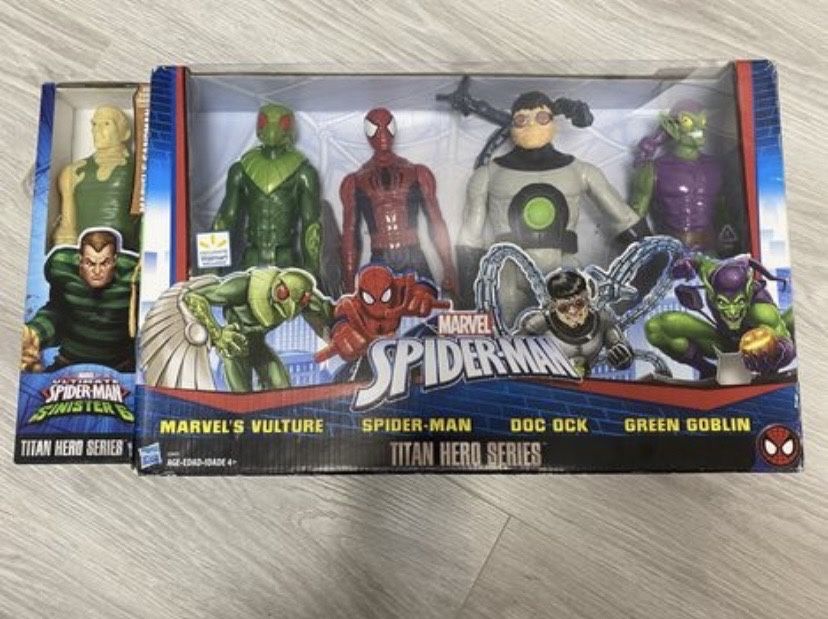 Фигурки Человек Паук, Стервятник, Гоблин, Песочный Человек, Осьминог