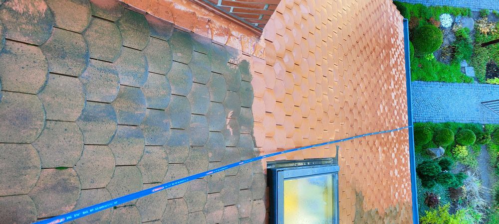 Usługi mycia ciśnieniowego: bruk, elewacja, dach. Mycie paneli PV.