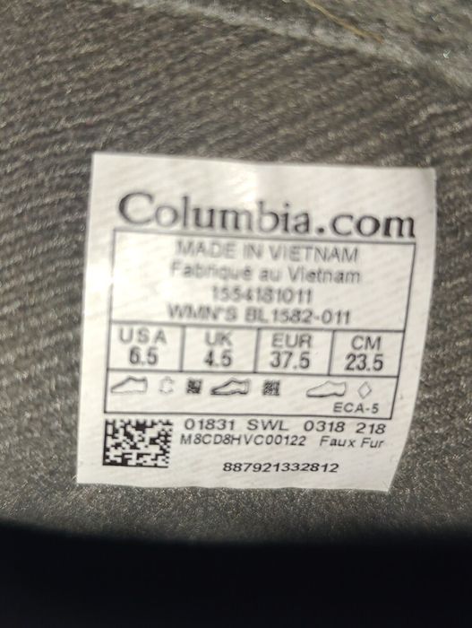Зимові термочоботи columbia 37- 37,5 розмір устілка 23,5-24см