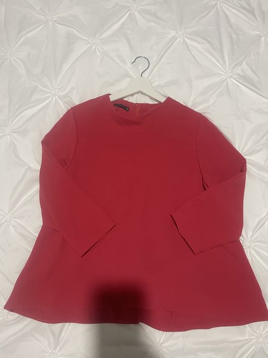Bluzka trapezowa Lola rozmiar 40 L czerwona malinowa