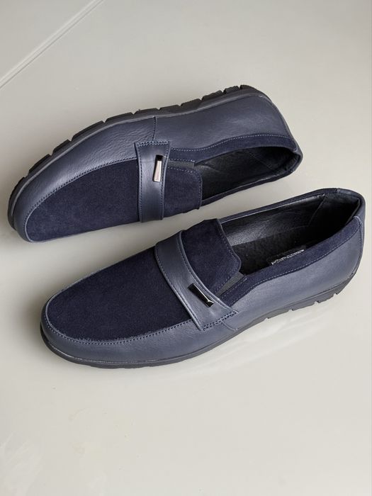 Чоловічі мокасини сині шкіра 43-28.5 см