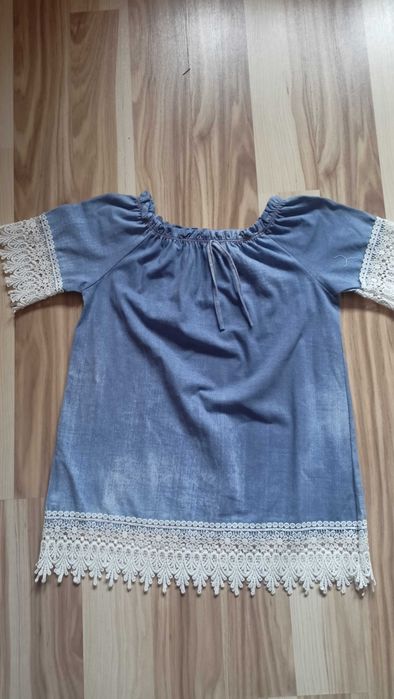 sukienka cienki jeans koronka 128
