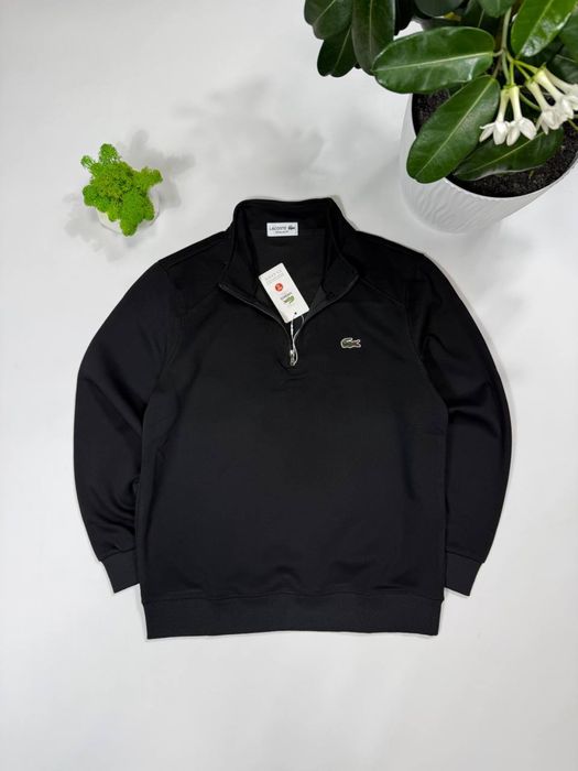 Кофта Lacoste чоловіча 1/3 Зіп-худі Лакоста чорне Кофта Lacoste півзамок