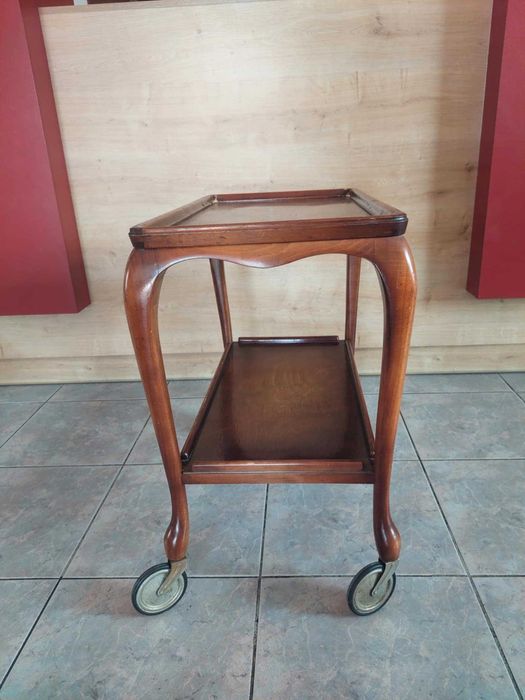Wózek kelnerski drewniany lakierowany. Retro. Używany. Stan dobry.