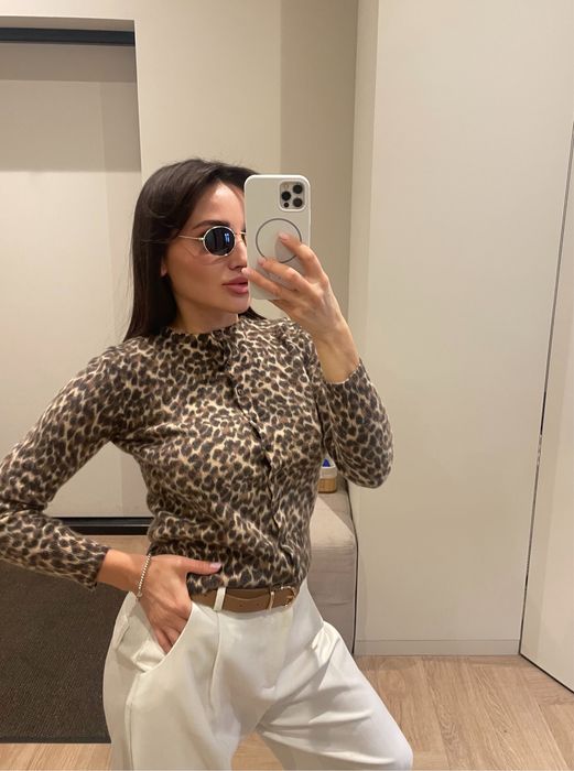 Вовняний кардиган в принт лео xs zara стиль
