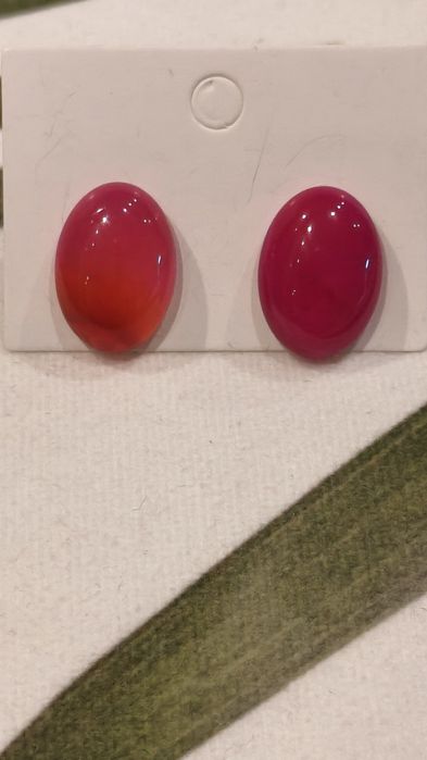 Kolczyki z naturalnym kamieniem Agat różowy