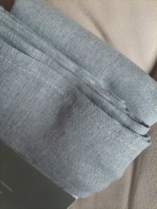 2 szare strukturalne zasłony SMUKEE 140/250cm komplet 2 zasłon na taśmie z tunelem materiał jak len styl boho