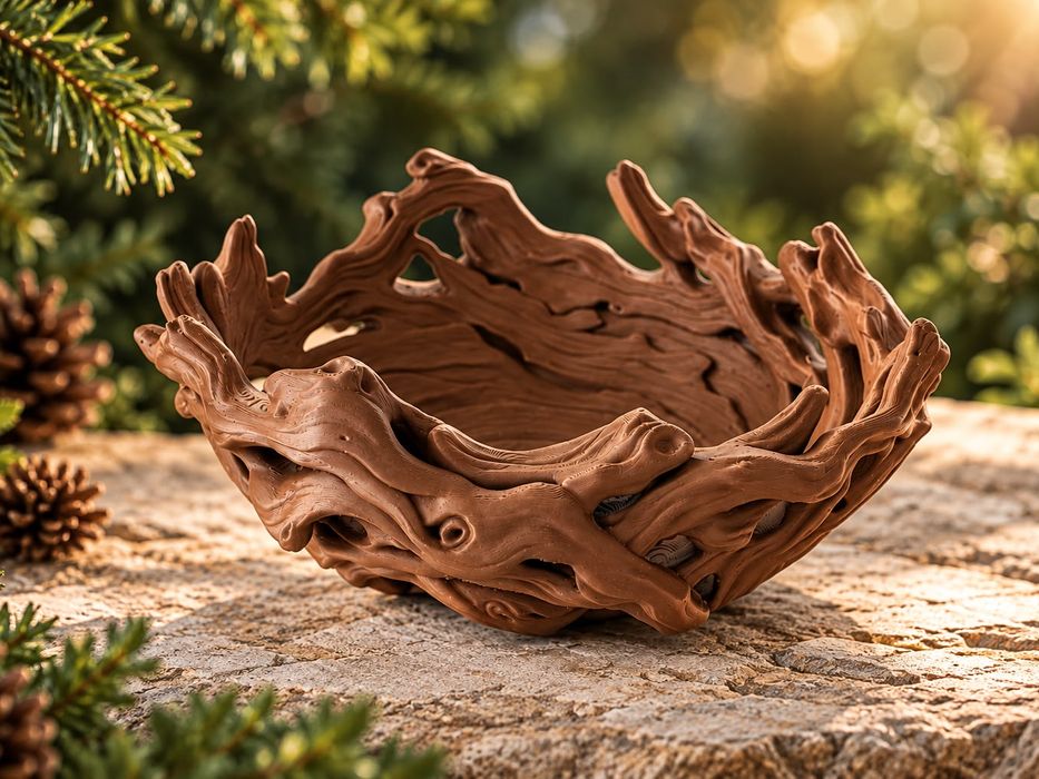 Bowl de madeira orgânica para decoração e organização