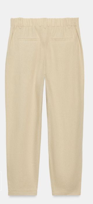 Штани  Zara carrot fit  з льоном та акцентованим швом