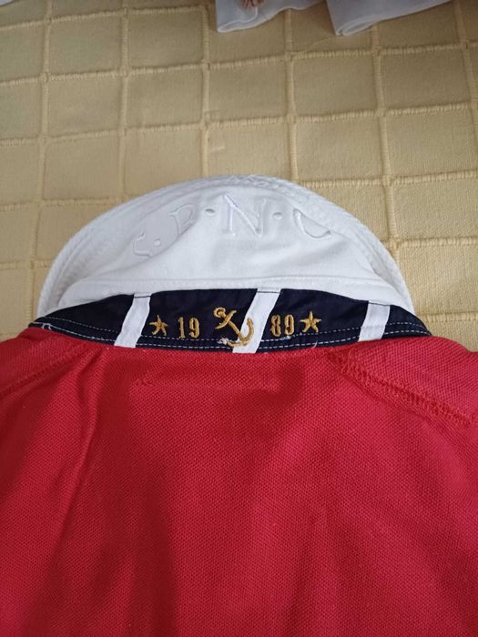 Polo Sacoor Brothers - Tamanho XXL, Vermelha e Listrada (100% Algodão)