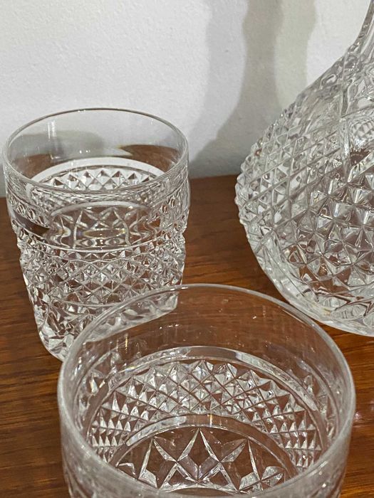 Conjunto de Decanter de cristal + 6 copos