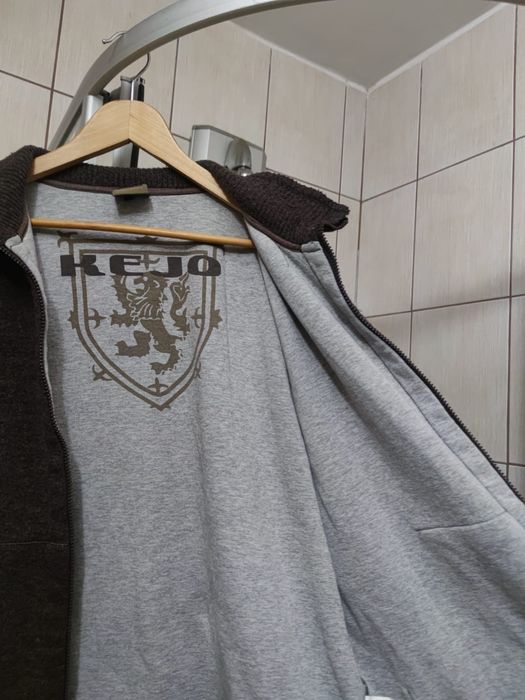 Sweter sweterek XXL męski brązowy kremowy Kejo wełniany wełna bluza ho