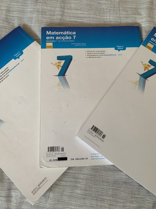 Conjunto de 2 manuais + caderno de exercicios de Matemática do 7.º Ano