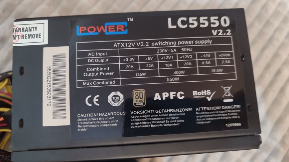 Fonte de Alimentação 550W LC-Power 80+ Bronze – ATX