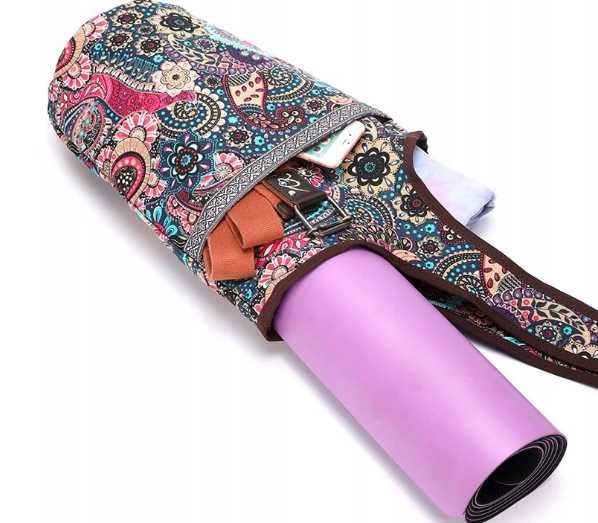Kolorowa Torba na matę do jogi płótno PREMIUM boho