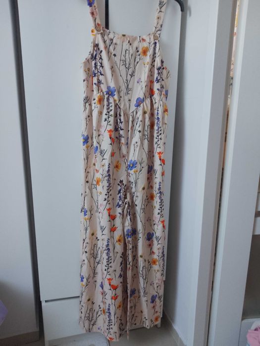 Spodnie ogrodniczki kombinezon w kwiaty piękny Boho nowy xl