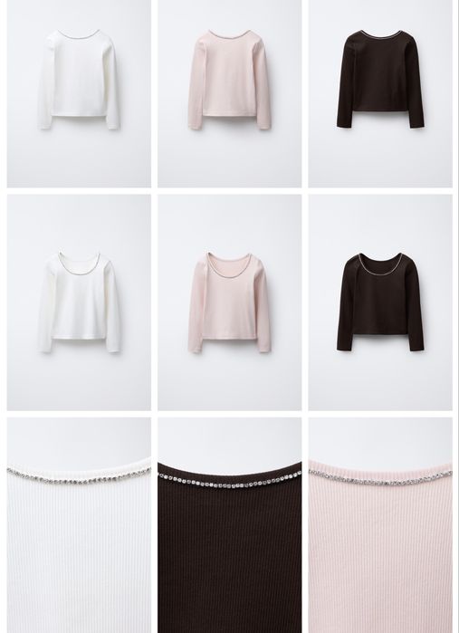 Лонгслів ZARA з камінчиками кофтинка лонгслив 6 7 8 9 10 11 12 13 р