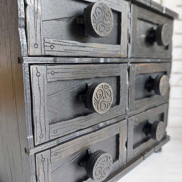 Szkatułka Na Biżuterię Duża Drewniana Mini Komoda z Szufladami Organiz