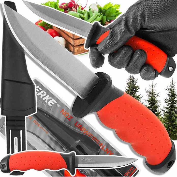 Nóż uniwersalny ogrodowy na piknik do zbiorów cięcia ROŚLIN PĘDÓW ETUI