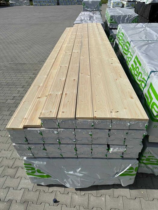 Deska tarasowa świerk skandynawski ryflowana KL. A/B 24x145mm