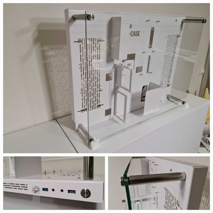 Otwarta obudowa PC na ścianę, szkło hartowane, 2 x AIO 360 potężna