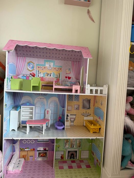 Duży domek dla lalek Barbie  XL z akcesoriami i tarasem