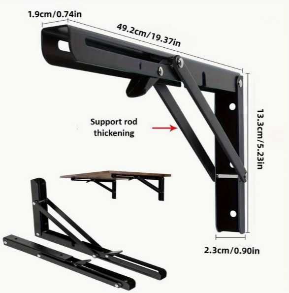 Dois suportes de parede dobráveis ​​de alta resistência.