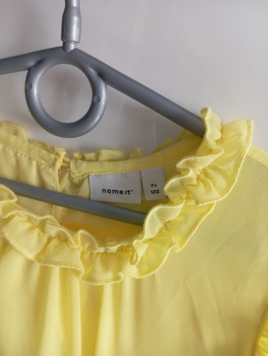 Sukienka elegancka świąteczna żółta kanarkowa name it 122