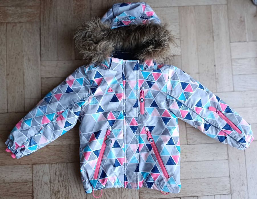 Cool Club,Kurtka narciarska dziewczęca, geometryczny wzór rozmiar110cm