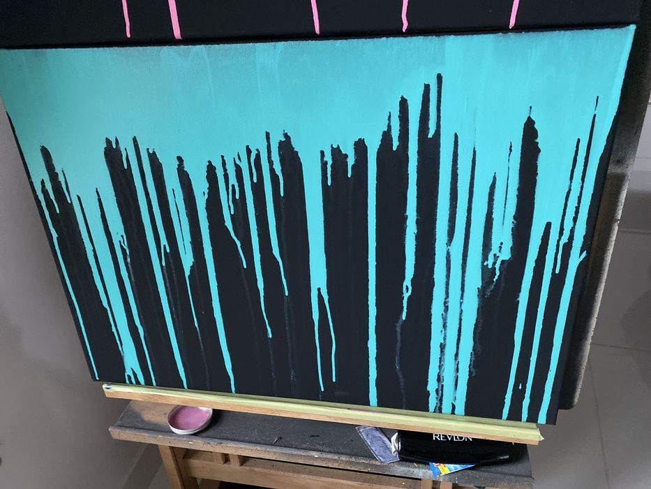 Abstrakcja obraz akrylowy na płótnie 50x70 "Tutti Frutti" i "Pink.."