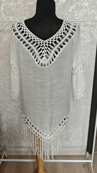 Біла пляжна туніка віскоза розмір xl-xxl