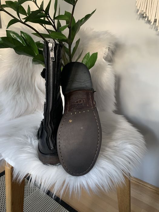UGG 39 czarne kozaki logo skóra naturalna