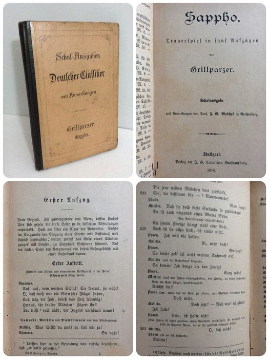Sappho: A Tragedy in Five Acts by Franz Grillparzer, 1878
