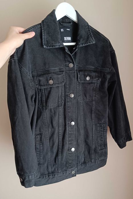 kurtka jeansowa, dżinsowa, czarna, oversize, XS, Sinsay