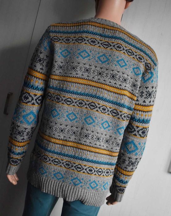 Sweter L casual wzory męski Vailent wełniany wygodny wzorzysty swetere