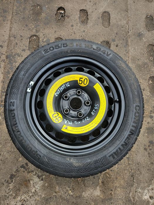 Kolo zapasowe vw 5x112 passat touran golf 205/55 r16