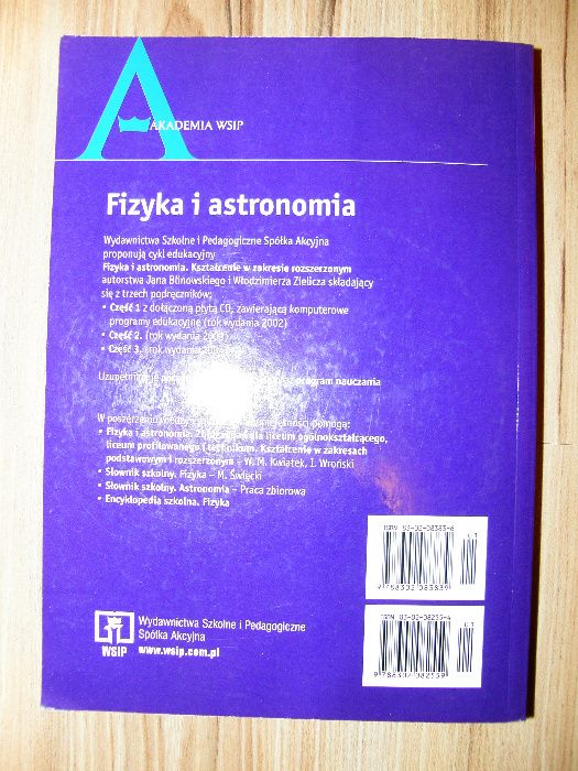 Fizyka i astronomia cz.1, podręcznik, szkoła średnia, wyd. WSiP.