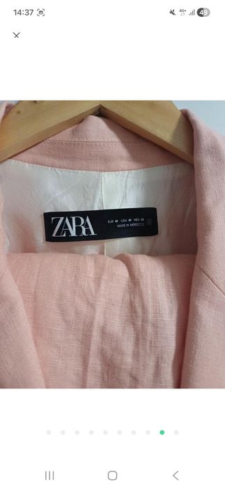 Лляний льон костюм рожевий брюки піджак жакет Zara s-m 36 38