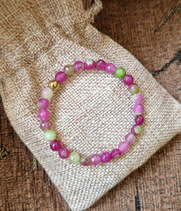 Bransoletka z kolorowego jadeitu, bransoletka z kamieni naturalnych