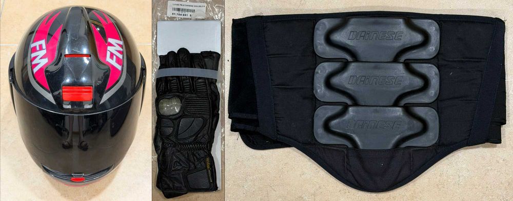 Cinta Lombar e Luvas Dainese & Capacete