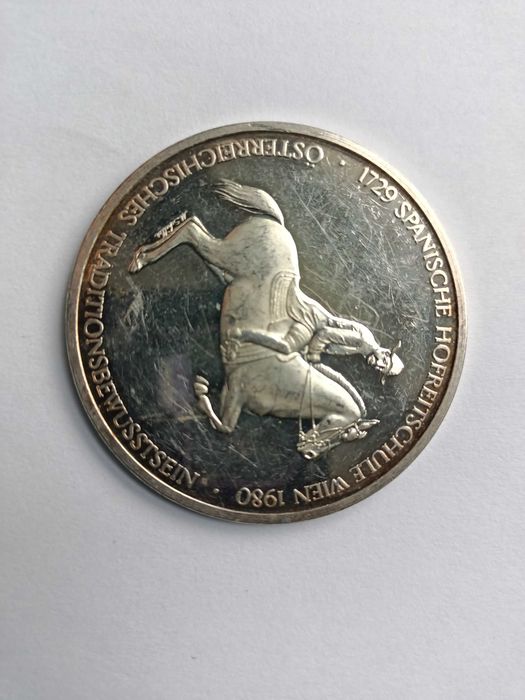 Austria Hofreitschule 1980 Medal Srebro Ag 925 waga 35 gram