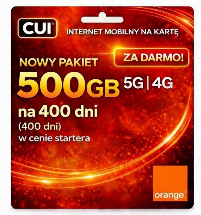 Internet Mobilny Orange LTE 4G 5G 500GB na 400 dni ROK Karta SIM do Routera