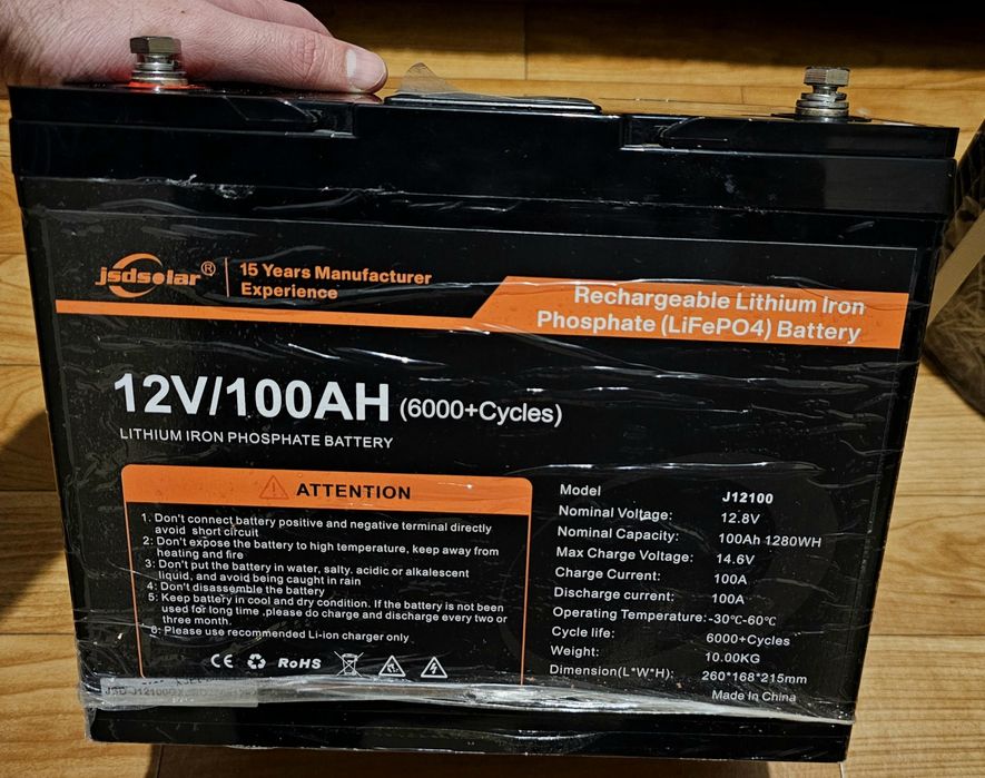 ‼️ Аккумулятор LiFePo4 Jsdsolar 12V 100Ah в наличии 2шт ‼️
