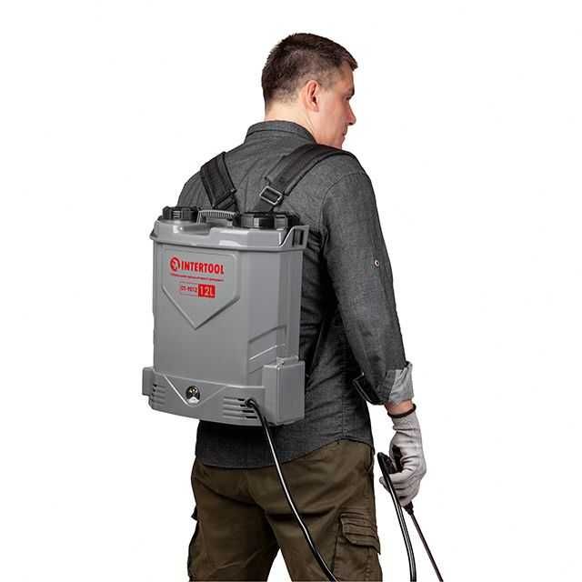 Опрыскиватель аккумуляторный ранцевый 12л 12В 8Ач INTERTOOL DT-9012