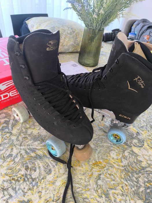 Patins Competição Patinagem Artística EDEA Ritmo Fredom Preto 280 + Chassis Mistral + Travões RollLine + Rodas Giotto + Rolamentos Abec9 + Saco